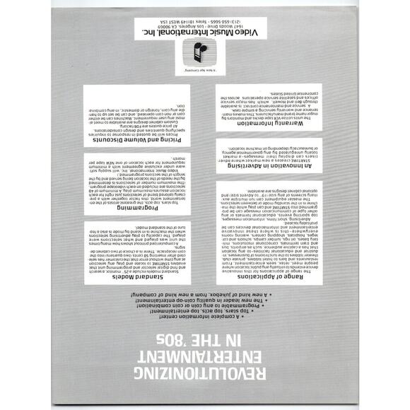The Video Music International Jukebox FLYER Visual Phonograph Star Time Promo - Picture 2 of 2